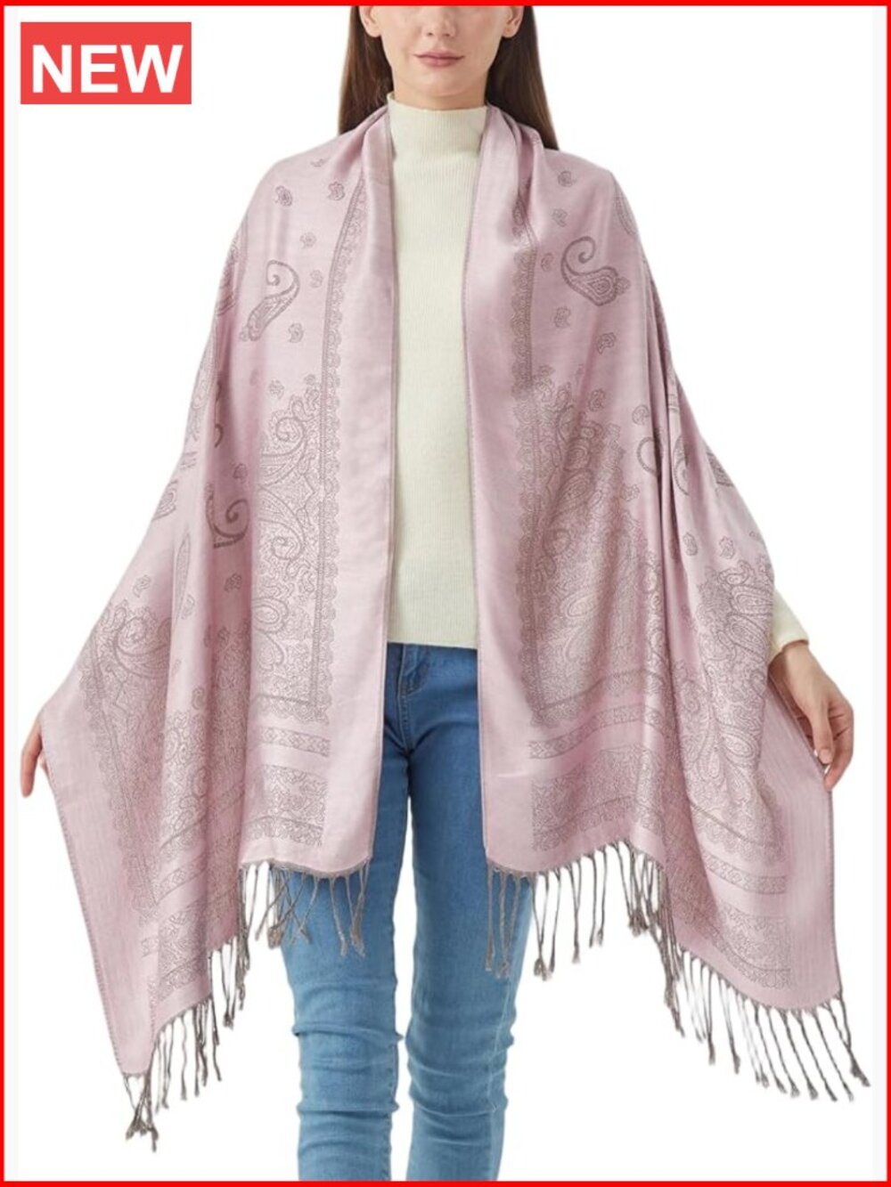 Soft Silky Reversible Paisley Pashmina Wrap Scarf Shawl